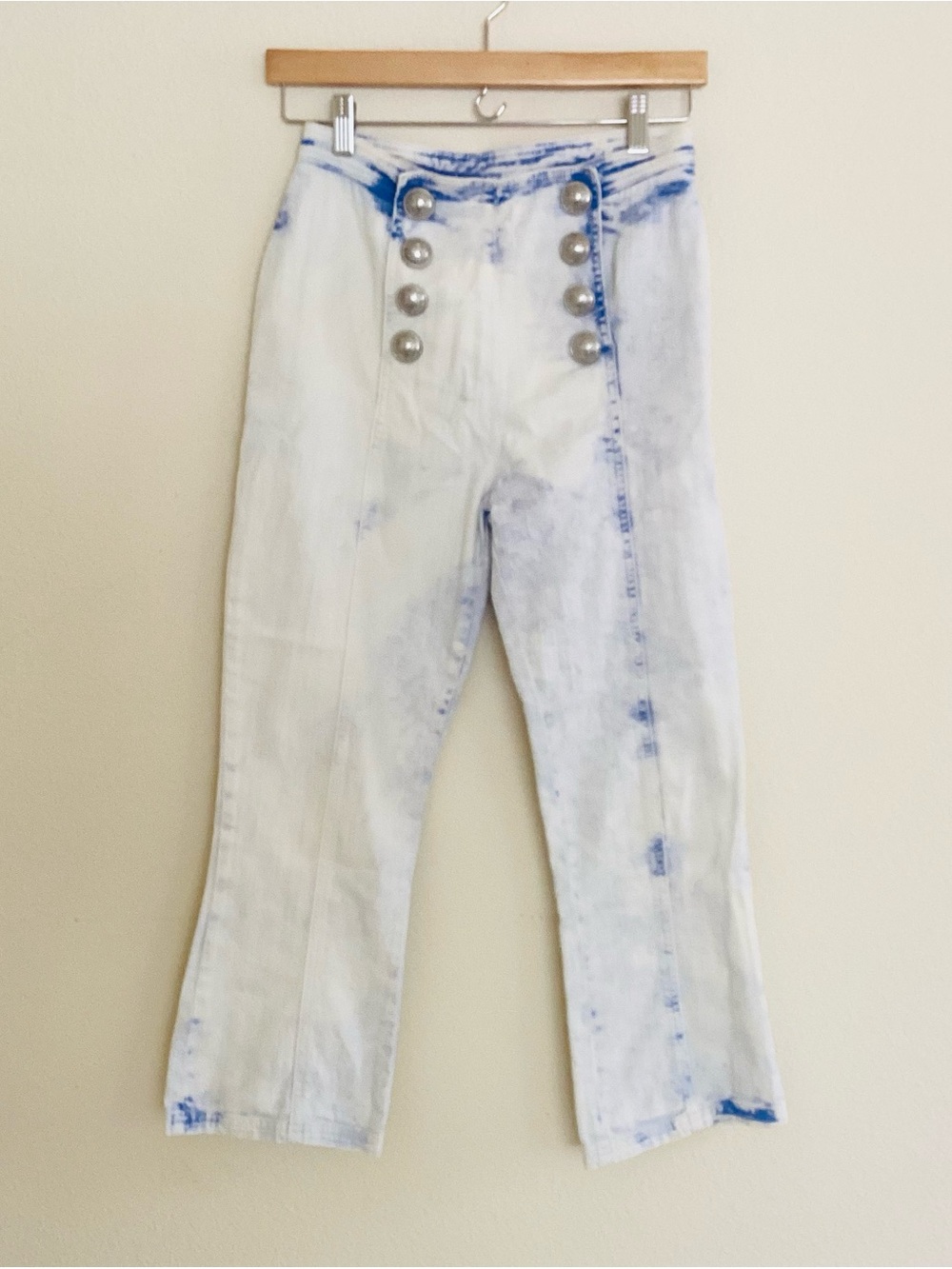 Balmain Blue Tie-Dye Sailor Button Pants SZ 26 - Picture 1 of 5